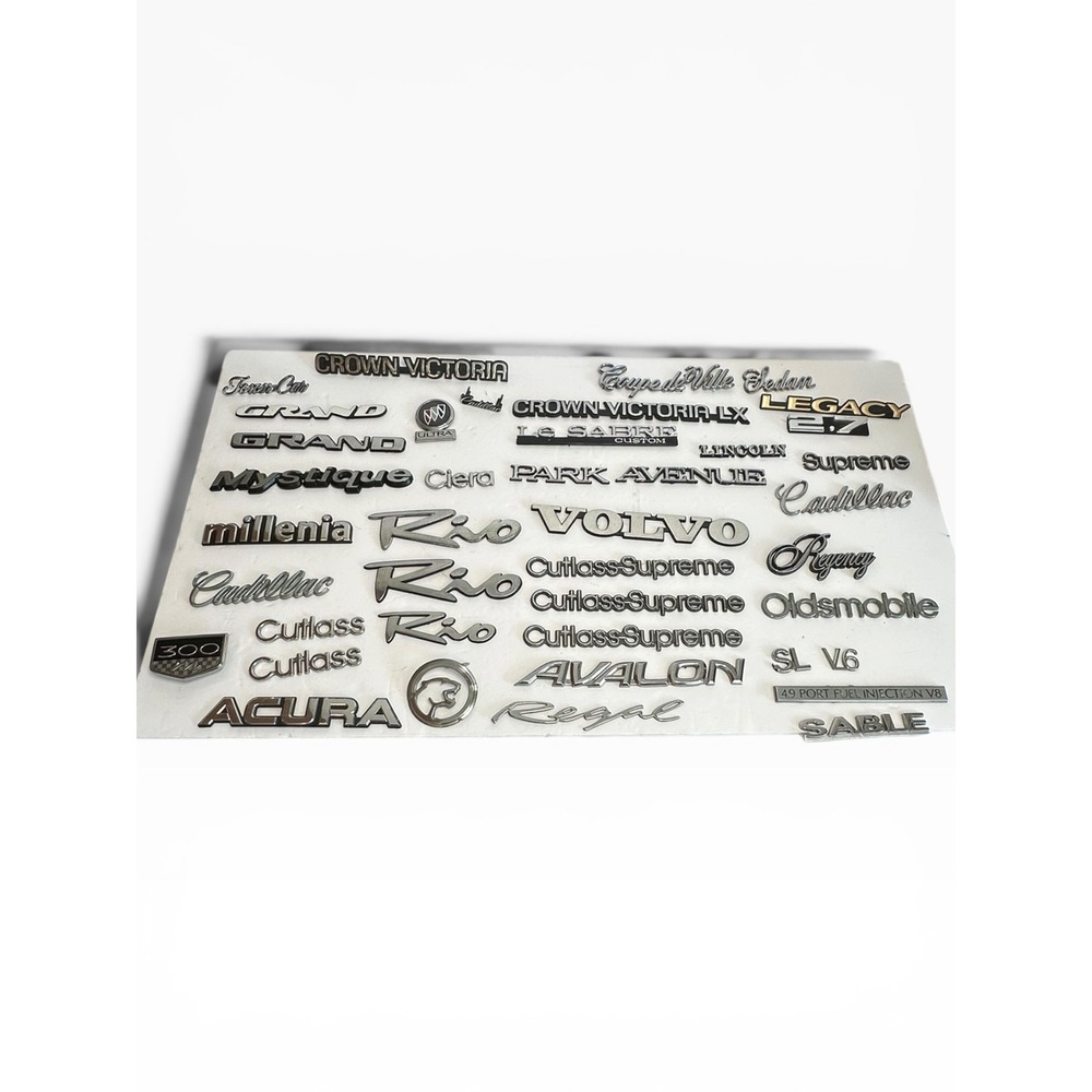 Mixed Lot Car Emblems Nameplates Various Brands Silver Color Good Condition Bulk